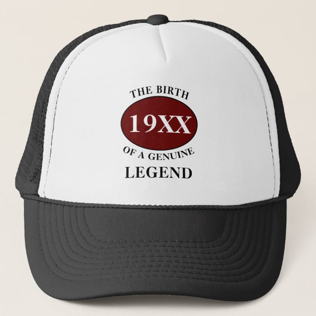 Birthday Legend Any Year Humour Father Black Red Trucker Hat (Front)