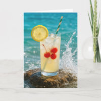 Birthday Lemonade Cocktail On a Beach Rock