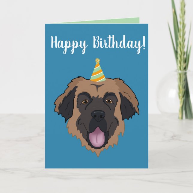 Birthday Leonberger  Holiday Card (Front)