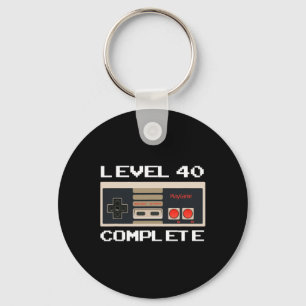 Birthday Level 40 Complete Video Gamer Keychain