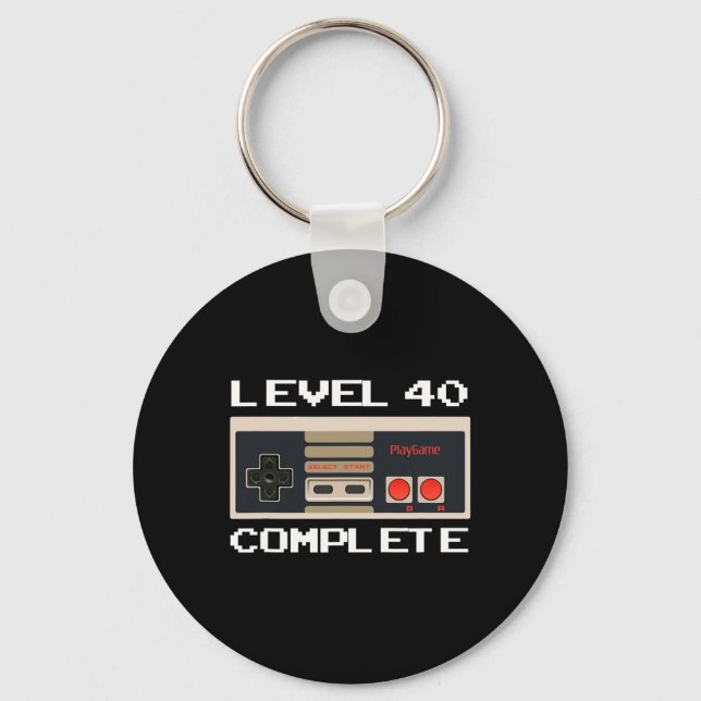 Birthday Level 40 Complete Video Gamer  Keychain (Front)