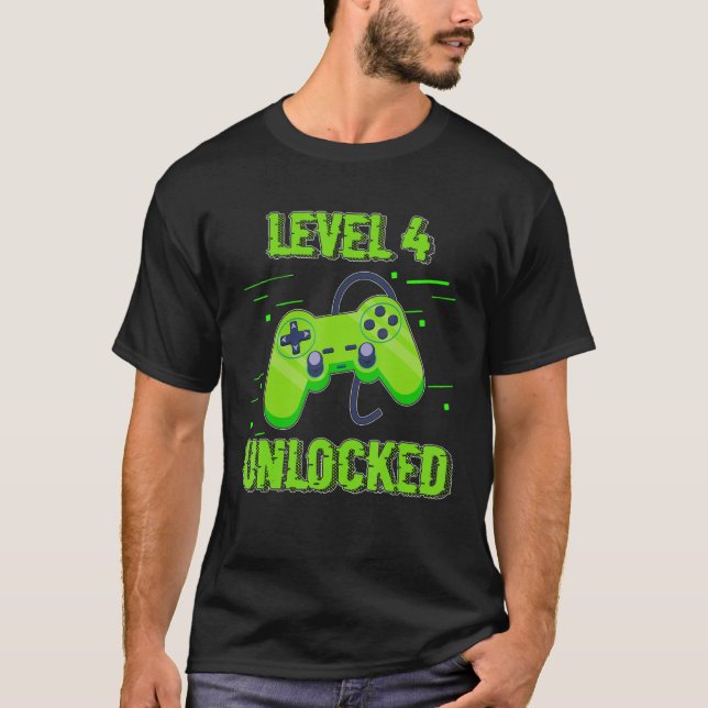 Birthday   Level 4 Unlocked Video Games Controller T-Shirt (Front)