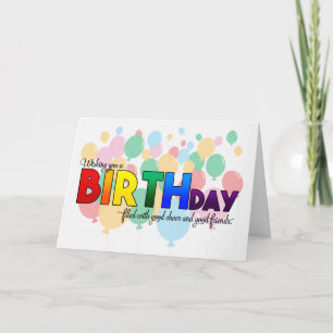 Birthday LGBT Rainbow Colours Theme with Balloons Card