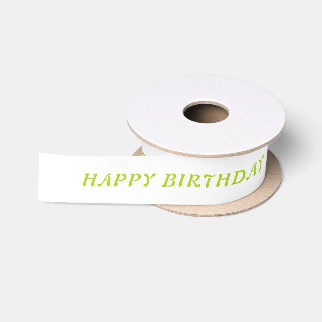 Birthday Lime Green Ribbon with Name Satin Ribbon (Spool)