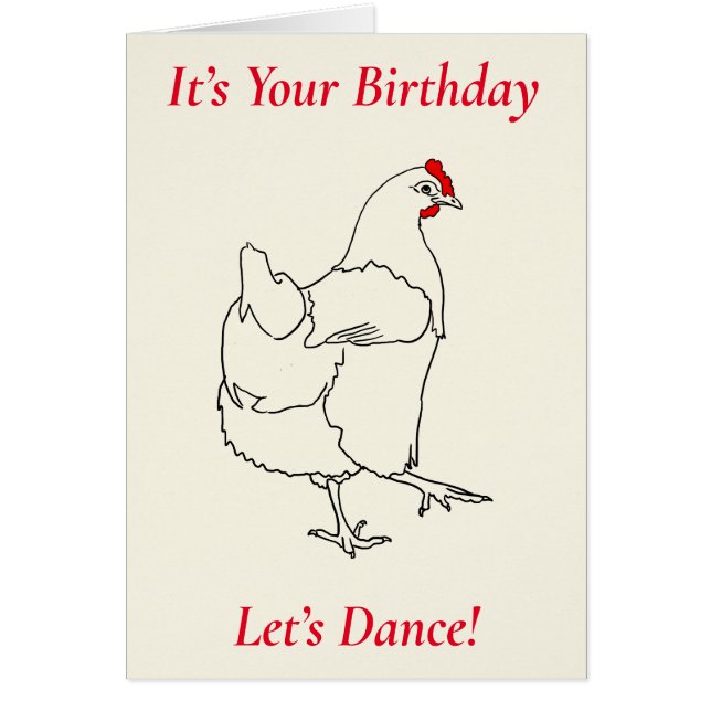 Birthday Line Dancing Chicken Funny Hen Drawing (Front)