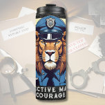Birthday Lion Gift for Police Officers Dad Husband Thermal Tumbler<br><div class="desc">Stay warm on duty with our "Birthday Lion Gift for Police Officers Dad Husband" Thermal Tumbler. This sleek black tumbler features a cool retro lion in a police uniform theme, making it a unique and thoughtful birthday gift. Customizable text allows you to add a personal touch. Practical for hot and...</div>