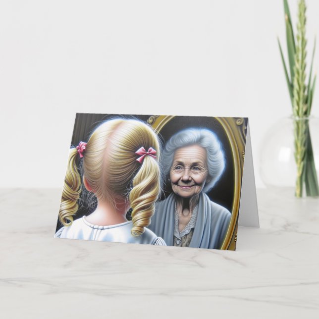 Birthday Little Girl and Old Lady Card (Front)