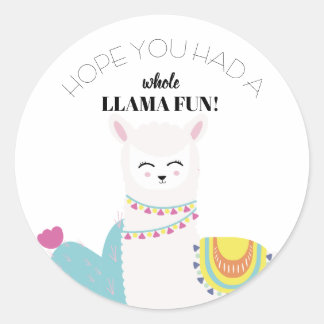 Birthday Llama Classic Round Sticker