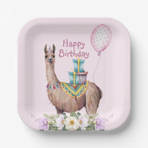 Birthday Llama Paper Plate