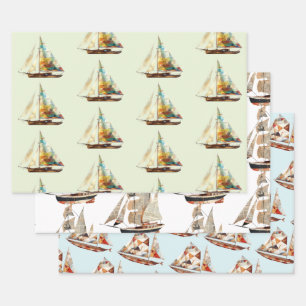 Birthday Lover Ships and Boats Wrapping Paper Sheet