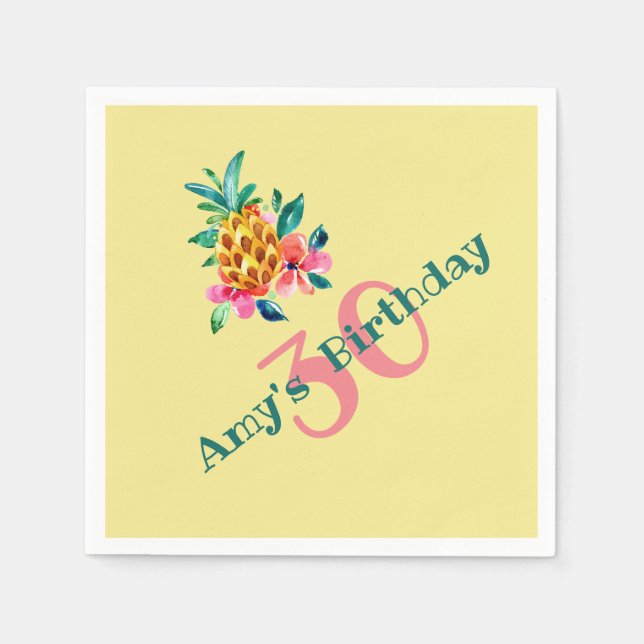 Birthday Luau Pineapple Napkin (Front)