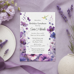 Birthday Luncheon Purple Hibiscus Flower  Invitation