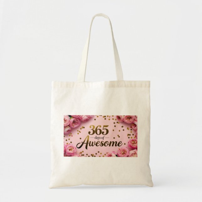 Birthday magic floral countdown shopping tote bag  (Front)
