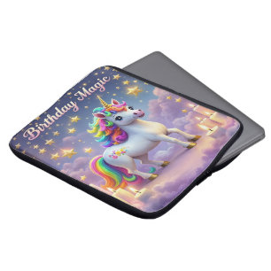 Birthday Magic poster Whimsical unicorn kids party Laptop Sleeve