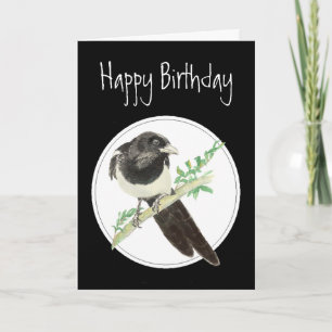 Birthday Magpie, Watercolor Bird Collection, Card