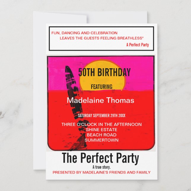 Birthday Male Female 50TH Summer Beach Retro  Invitation (Front)