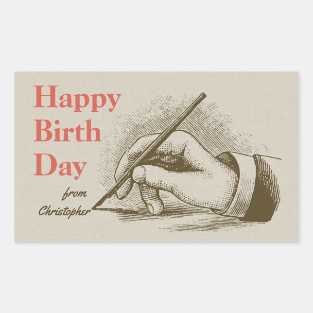 Birthday Male hand holding a fountain pen CC0999 Sticker (Front)