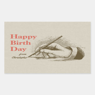 Birthday Male hand holding a fountain pen CC0999 Sticker