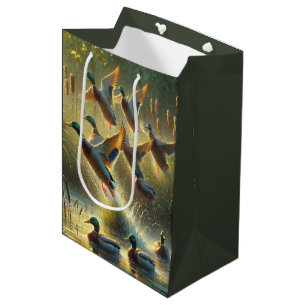 Birthday Mallard Ducks And Cattails Medium Gift Bag