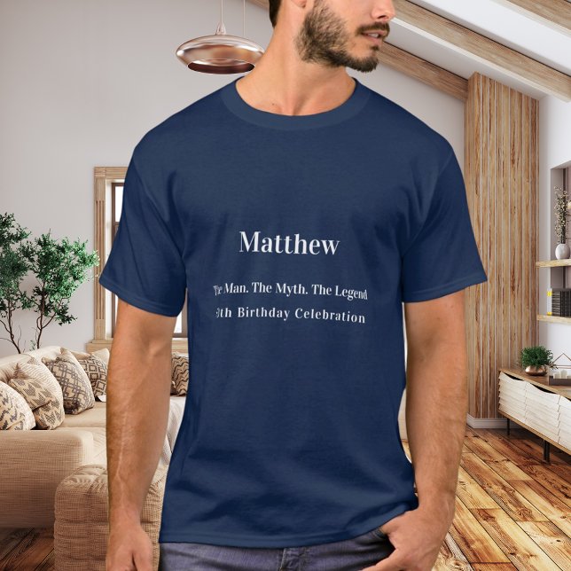 Birthday man myth legend name fun blue T-Shirt (Creator Uploaded)