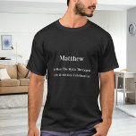 Birthday man myth legend name fun T-Shirt<br><div class="desc">For a black,  dark t-shirt. Personalize and add your own photo of the birthday boy/man.  Personalize and add a name,  age 40 and a text.  Text: The Man,  The Myth,  The Legend.  White text.</div>