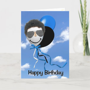 Birthday Man on Party Balloon   Card