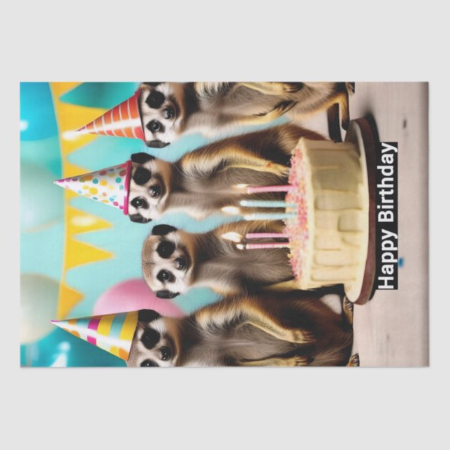 Birthday Meerkats With Cake, Tissue Paper (Front)