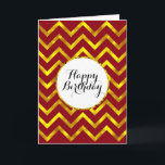 Birthday mens chevron pattern | Blank Card<br><div class="desc">A bright,  sparkly and cool pattern of chevron stripes set against a faux golden background infused with a pretty shiny bokeh of lights. Personalize the wording to suit your special occasion.</div>
