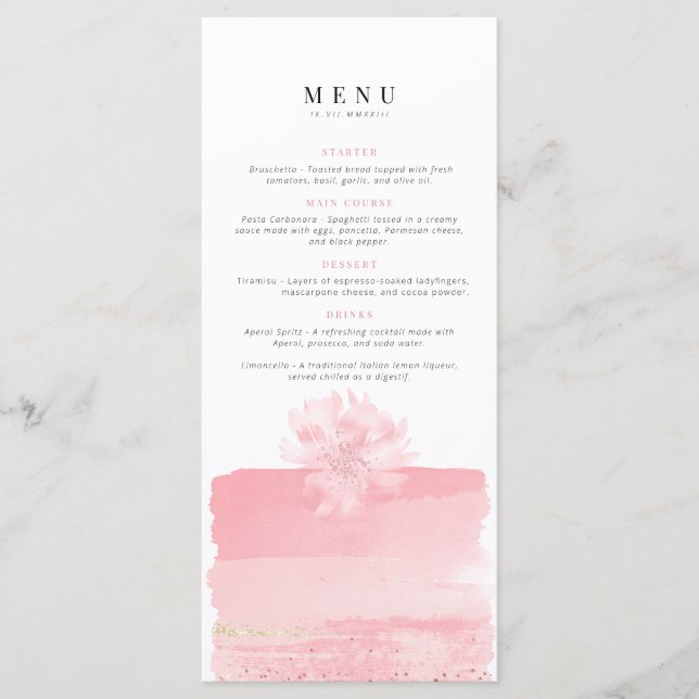 Birthday Menu | Celebration menu | Bridal party  (Front)