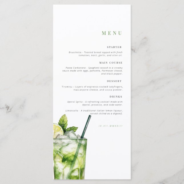 Birthday Menu | Celebration menu | Cocktails party (Front)