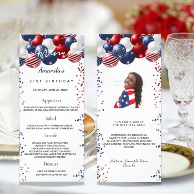 Birthday Menu patriotic balloons photo fun facts (Creator Uploaded)