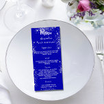 Birthday Menu royal blue silver sparkles<br><div class="desc">Birthday party menu card.  Personalize and add a name,  age,  date and the menu. A royal blue background,  decorated with faux silver glitter. White coloured letters.</div>