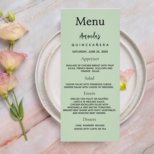 Birthday Menu sage green photo fun facts (Creator Uploaded)