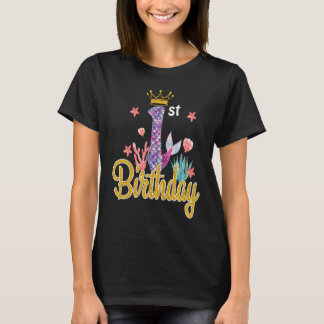Birthday Mermaid 1 Years Old  For Princess Girls T-Shirt