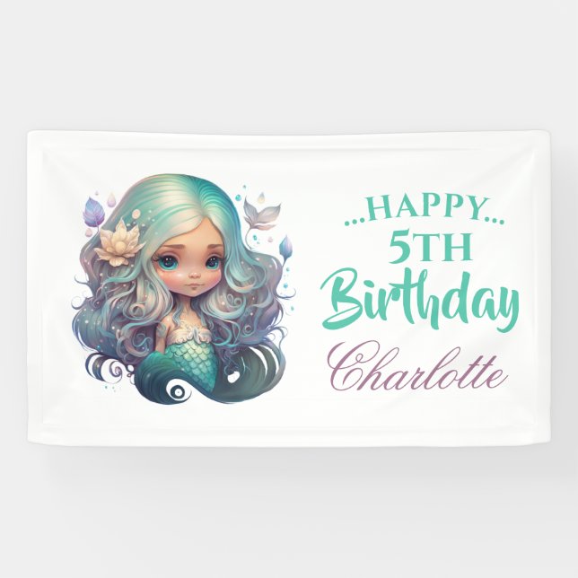 BIRTHDAY Mermaid Banner (Horizontal)