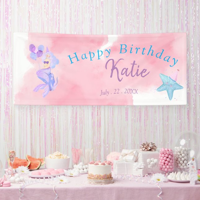 Birthday Mermaid Paper Plate Banner (Party)