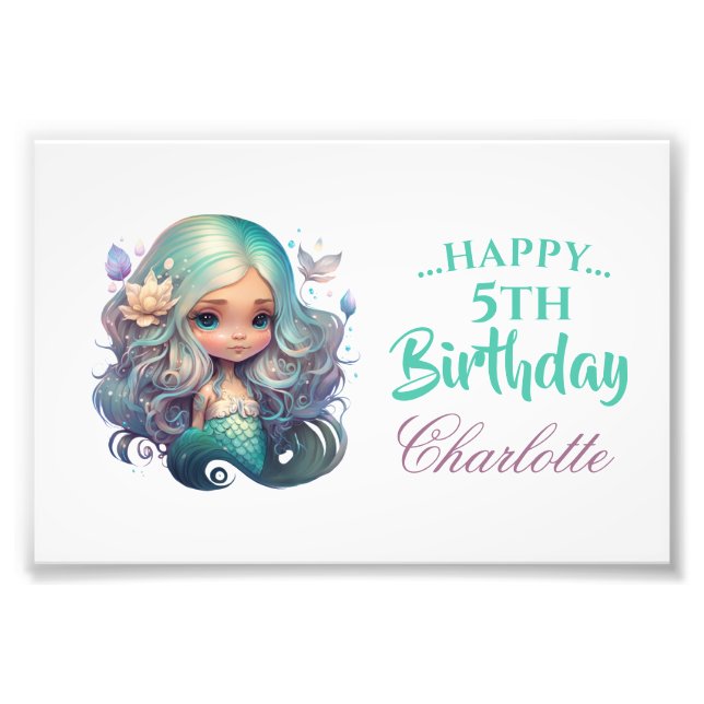 BIRTHDAY Mermaid  Photo Print (Front)