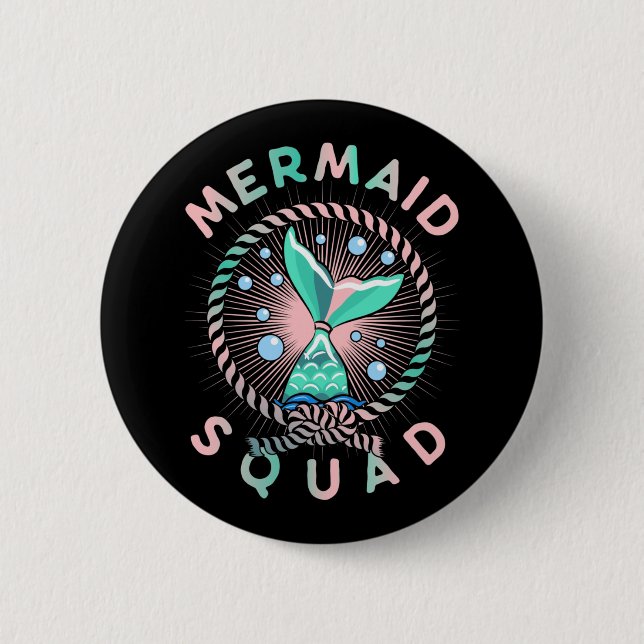 Birthday Mermaid Squad Father Kids Mom 2 Inch Round Button (Front)