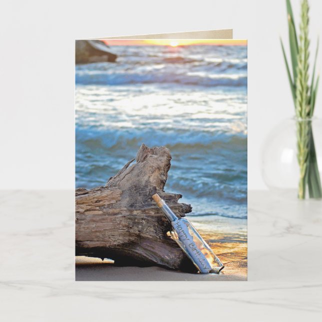 Birthday message in a bottle card (Front)