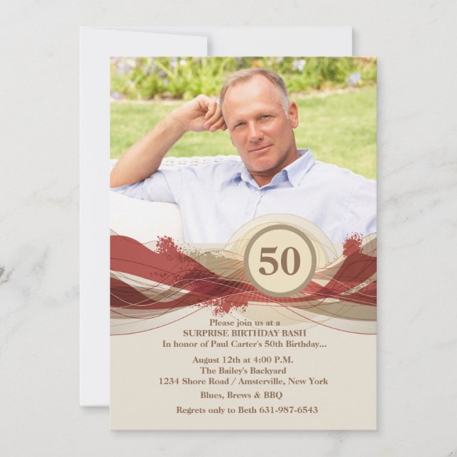 Birthday Milestone Tan Photo Invitation (Front)