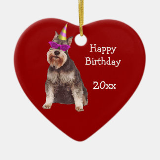 Birthday Miniature Schnauzer Keepsake Ornament