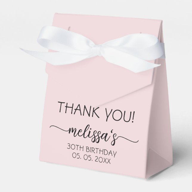 Birthday Minimal Dusty Pink Monogram Name Script Favor Box (Front Side)
