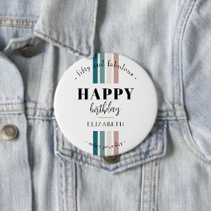 Birthday Minimalist design in pastel colours 4 Inch Round Button