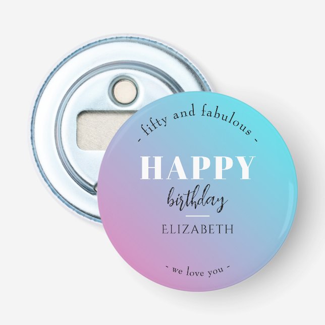 Birthday Minimalist design in pastel colours Bottle Opener (Front)