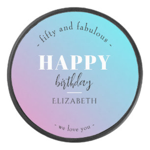 Birthday Minimalist design in pastel colours Hockey Puck