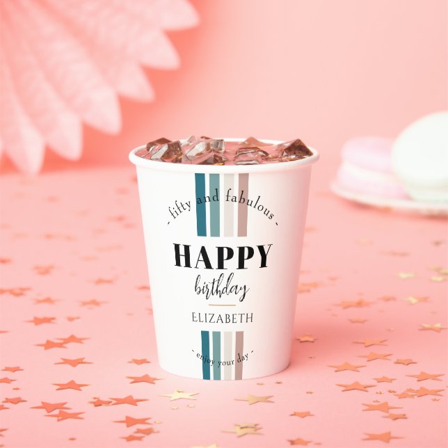 Birthday Minimalist design in pastel colours Paper Cups (Insitu)