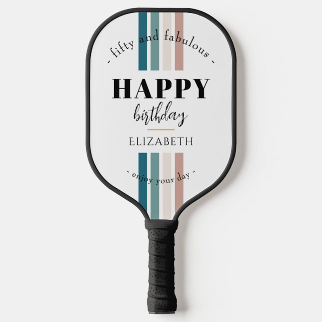 Birthday Minimalist design in pastel colours Pickleball Paddle (Front)