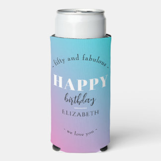 Birthday Minimalist design in pastel colours Seltzer Can Cooler