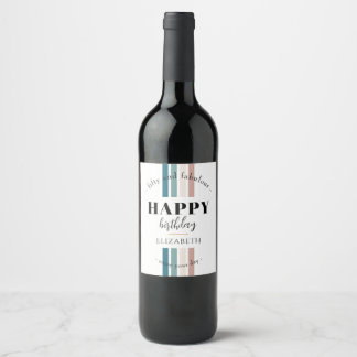 Birthday Minimalist design in pastel colours Wine Label