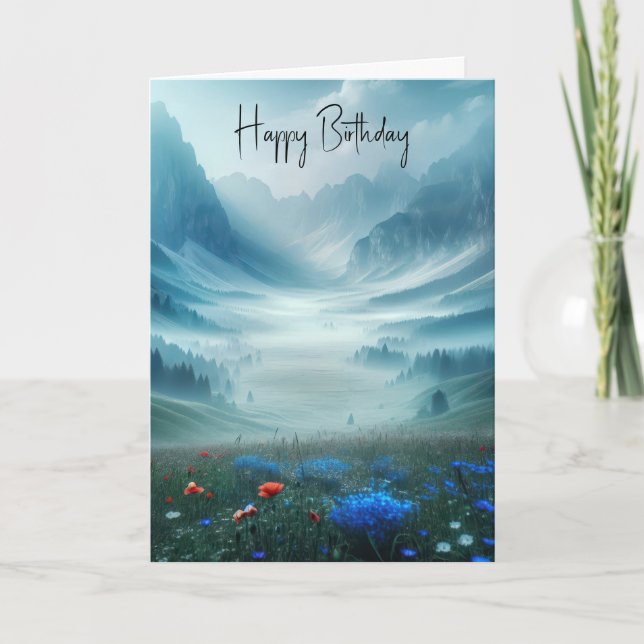 Birthday Misty Mountain Valley Card (Front)